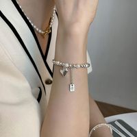 Élégant Forme De Cœur Perle Artificielle Argent Sterling Perlé Bracelets main image 1