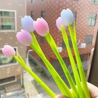 Korean Creative Light-changing Tulip Silicone Gel Pen Simple Cute Student Black 0.5 Signature Pen main image 1