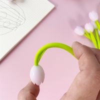 Korean Creative Light-changing Tulip Silicone Gel Pen Simple Cute Student Black 0.5 Signature Pen main image 3