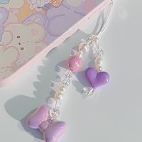 Cute Heart Shape Flower Pc Silica Gel Soft Clay Inlay Artificial Pearls Women's Mobile Phone Chain 1 Piece sku image 14