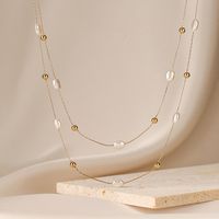 Edelstahl 304 18 Karat Vergoldet Elegant Perle Überzug Irregulär Künstliche Perlen Geschichtete Halskette main image 3