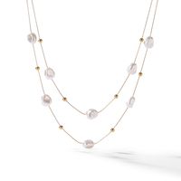 Edelstahl 304 18 Karat Vergoldet Elegant Perle Überzug Irregulär Künstliche Perlen Geschichtete Halskette sku image 1