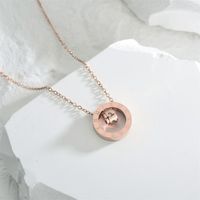 Casual Simple Style Round Number Titanium Steel Polishing Plating Inlay Rhinestones 18k Gold Plated Necklace sku image 2
