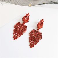 Basic Retro Leaves Alloy Hollow Out Women's Drop Earrings main image 5