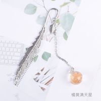 Fashion Metal Pendant Feather Dried Flower Specimen Bookmark sku image 5