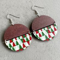 Bohemian Geometric Wood Christmas Women's Drop Earrings sku image 4