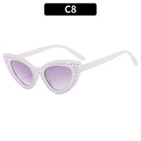 Cool Style Color Block Ac Cat Eye Rhinestone Full Frame Women's Sunglasses sku image 2