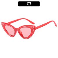 Cool Style Color Block Ac Cat Eye Rhinestone Full Frame Women's Sunglasses sku image 9