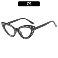 Cool Style Color Block Ac Cat Eye Rhinestone Full Frame Women's Sunglasses sku image 10
