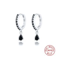1 Pair Simple Style Water Droplets Sterling Silver Inlay Zircon Drop Earrings sku image 8