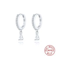 1 Pair Simple Style Water Droplets Sterling Silver Inlay Zircon Drop Earrings sku image 1