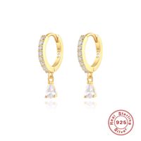 1 Paire Style Simple Les Gouttelettes D'eau Argent Sterling Incruster Zircon Boucles D'oreilles sku image 11