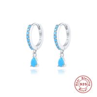 1 Pair Simple Style Water Droplets Sterling Silver Inlay Zircon Drop Earrings sku image 12