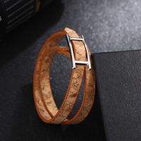 Vintage Style Simple Style Solid Color Pu Leather Alloy Unisex Wristband main image 2