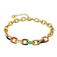 Wholesale Jewelry Hip-Hop Commute Oval 304 Stainless Steel 14K Gold Plated Enamel Plating Bracelets main image 2