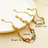 Wholesale Jewelry Hip-Hop Commute Oval 304 Stainless Steel 14K Gold Plated Enamel Plating Bracelets main image 3