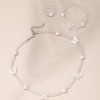 Ins Style Sweet Butterfly Beaded Pearl Girl's Necklace sku image 1