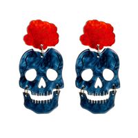 Cartoon Style Funny Flower Skull Arylic Halloween Women's Drop Earrings sku image 1