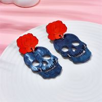 Cartoon Style Funny Flower Skull Arylic Halloween Women's Drop Earrings main image 4