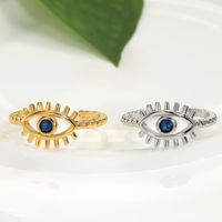 Retro Streetwear Devil's Eye Copper Zircon Open Ring In Bulk main image 1