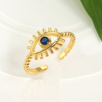 Retro Streetwear Devil's Eye Copper Zircon Open Ring In Bulk sku image 1