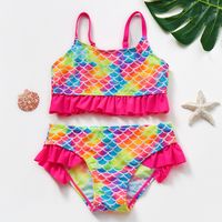 Girl's Beach Color Block Bikinis 2 Piece Set sku image 4