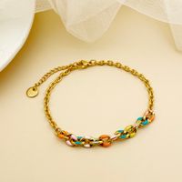 Wholesale Jewelry Hip-Hop Commute Oval 304 Stainless Steel 14K Gold Plated Enamel Plating Bracelets sku image 2