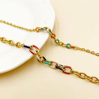 Wholesale Jewelry Hip-Hop Commute Oval 304 Stainless Steel 14K Gold Plated Enamel Plating Bracelets main image 4