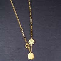 Lässig Brief Titan Stahl 18 Karat Vergoldet Halskette Mit Anhänger In Masse main image 4
