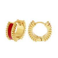 1 Pair Elegant Circle Copper Enamel Plating Gold Plated Hoop Earrings main image 2