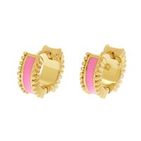 1 Pair Elegant Circle Copper Enamel Plating Gold Plated Hoop Earrings sku image 2