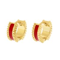 1 Paar Elegant Kreis Kupfer Emaille Überzug Vergoldet Reif Ohrringe sku image 1