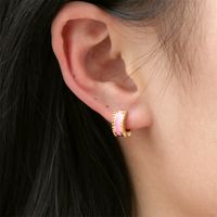 1 Pair Elegant Circle Copper Enamel Plating Gold Plated Hoop Earrings main image 9