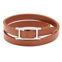Vintage Style Simple Style Solid Color Pu Leather Alloy Unisex Wristband sku image 2