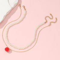 Ins Style Sweet Strawberry Seed Bead Beaded Pearl Girl's Necklace main image 4