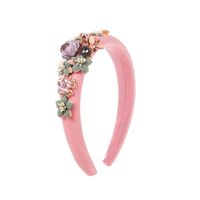 Baroque Style Sweet Flower Flannel Gauze Inlay Rhinestones Hair Band sku image 1