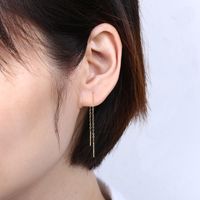 1 Pair Simple Style Solid Color Sterling Silver Plating 18k Gold Plated Ear Line main image 3