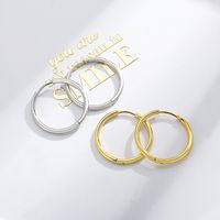 1 Pair Streetwear Solid Color Titanium Steel 18K Gold Plated Hoop Earrings main image 7