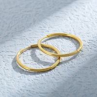 1 Pair Streetwear Solid Color Titanium Steel 18K Gold Plated Hoop Earrings main image 6