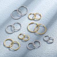 1 Pair Streetwear Solid Color Titanium Steel 18K Gold Plated Hoop Earrings main image 8