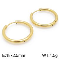 1 Pair Streetwear Solid Color Titanium Steel 18K Gold Plated Hoop Earrings sku image 10