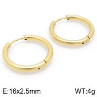 1 Pair Streetwear Solid Color Titanium Steel 18K Gold Plated Hoop Earrings sku image 11