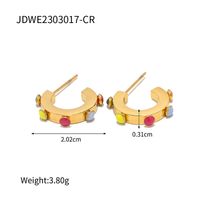 1 Pair Modern Style C Shape Plating Inlay Stainless Steel Pearl 18k Gold Plated Ear Studs sku image 1