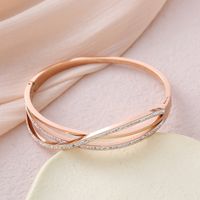 Casual Simple Style Lines Stainless Steel Plating Inlay Zircon 18k Gold Plated Bangle main image 5