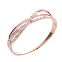 Casual Simple Style Lines Stainless Steel Plating Inlay Zircon 18k Gold Plated Bangle main image 6