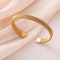 Ins Style Simple Style C Shape Solid Color Stainless Steel Plating Cuff Bracelets sku image 2