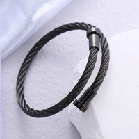 Casual Simple Style Solid Color Stainless Steel Plating Braid Bangle main image 2