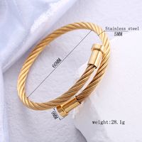 Casual Simple Style Solid Color Stainless Steel Plating Braid Bangle main image 5
