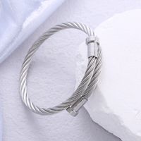 Casual Simple Style Solid Color Stainless Steel Plating Braid Bangle sku image 1