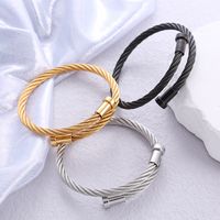 Casual Simple Style Solid Color Stainless Steel Plating Braid Bangle main image 1